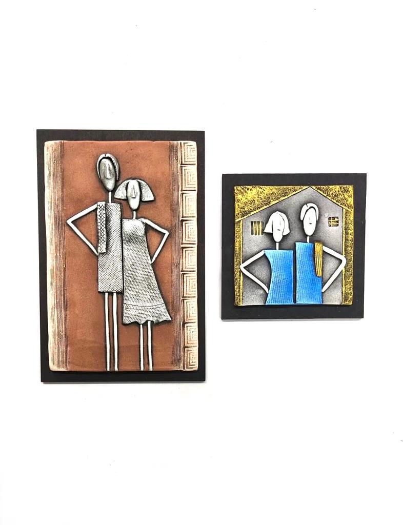 Couple Wall Hanging Plates Unique Decoration With Terracotta & MDF By Tamrapatra