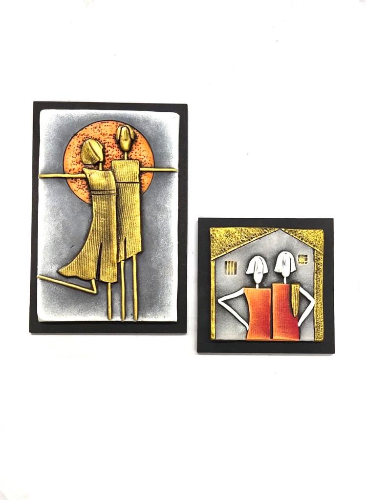 Couple Wall Hanging Plates Unique Decoration With Terracotta & MDF By Tamrapatra