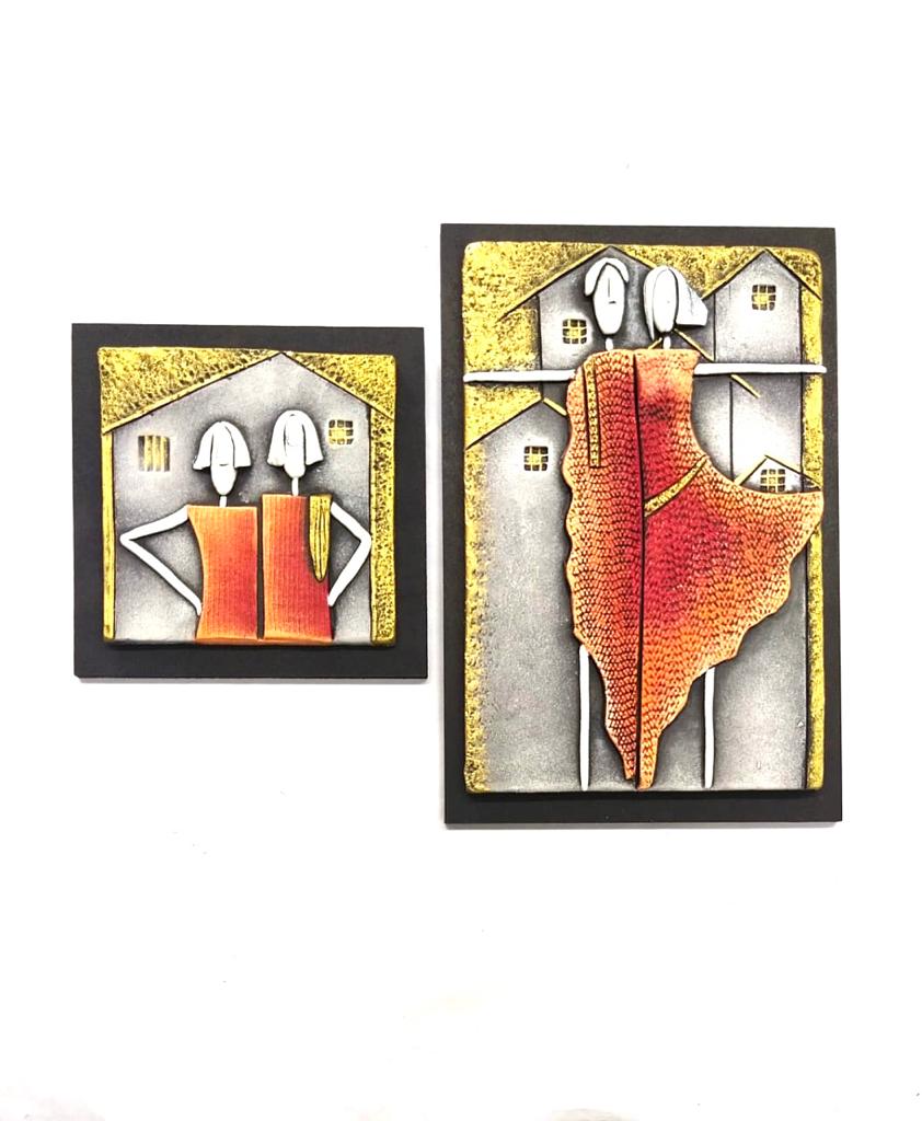 Couple Wall Hanging Plates Unique Decoration With Terracotta & MDF By Tamrapatra