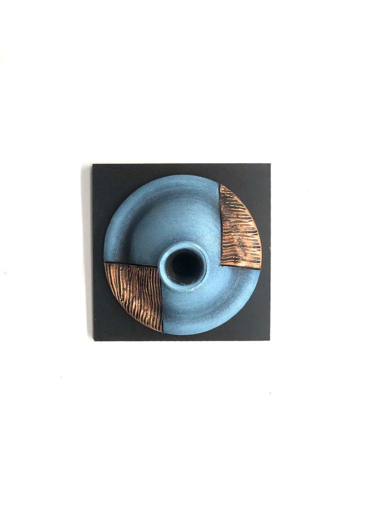 Cobalt Blue With Copper Touch Designer Terracotta Pots On MDF By Tamrapatra
