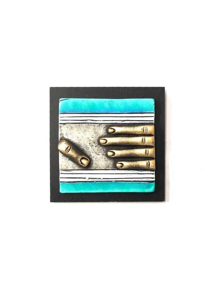 Fingers Handcrafted Terracotta Unique Plates On MDF Wall Hanging By Tamrapatra