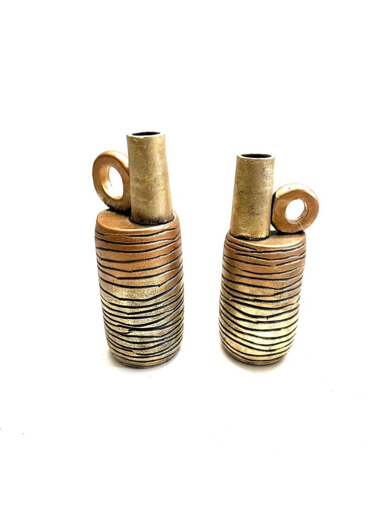 Pottery Studio Excellent Terracotta Handmade Pots Set Of 2 Modern Look Tamrapatra