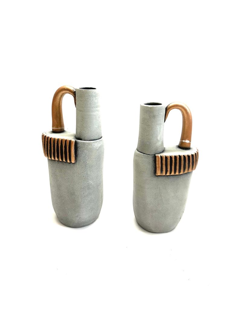 Pottery Studio Excellent Terracotta Handmade Pots Set Of 2 Modern Look Tamrapatra