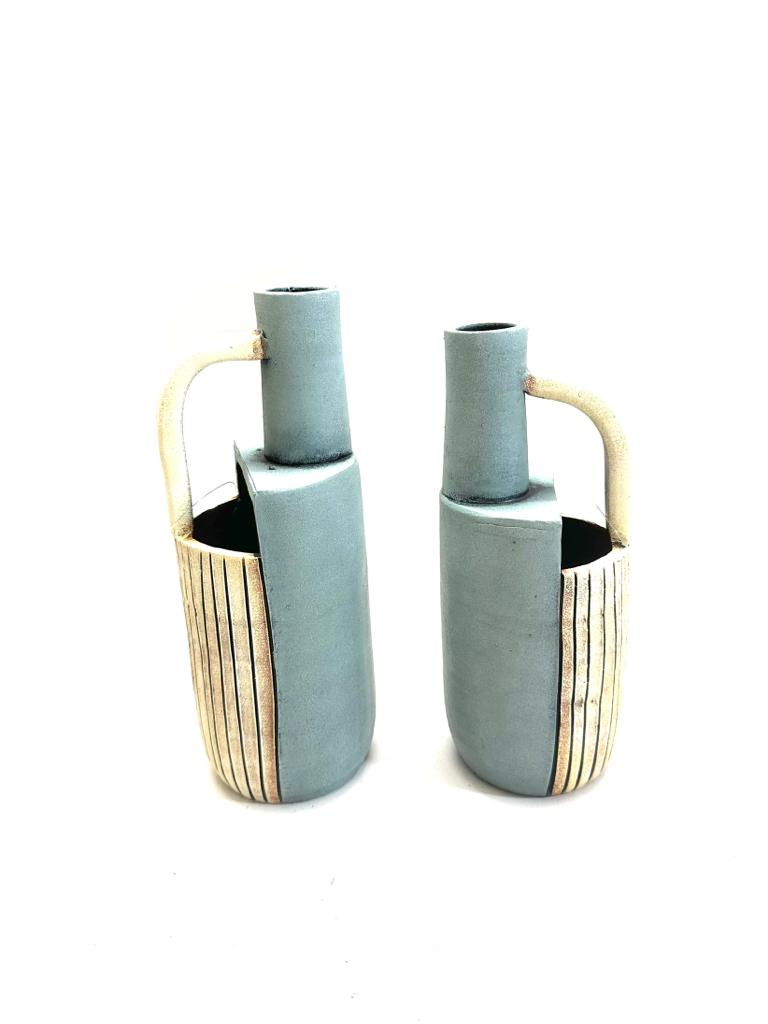 Pottery Studio Excellent Terracotta Handmade Pots Set Of 2 Modern Look Tamrapatra