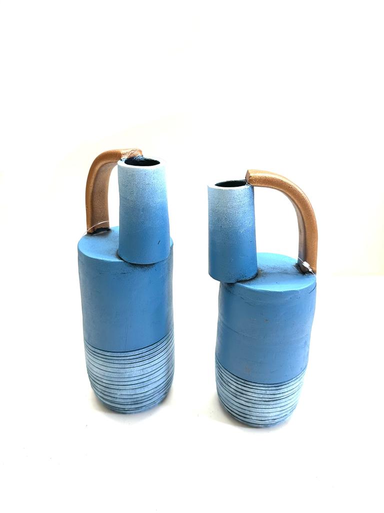 Pottery Studio Excellent Terracotta Handmade Pots Set Of 2 Modern Look Tamrapatra