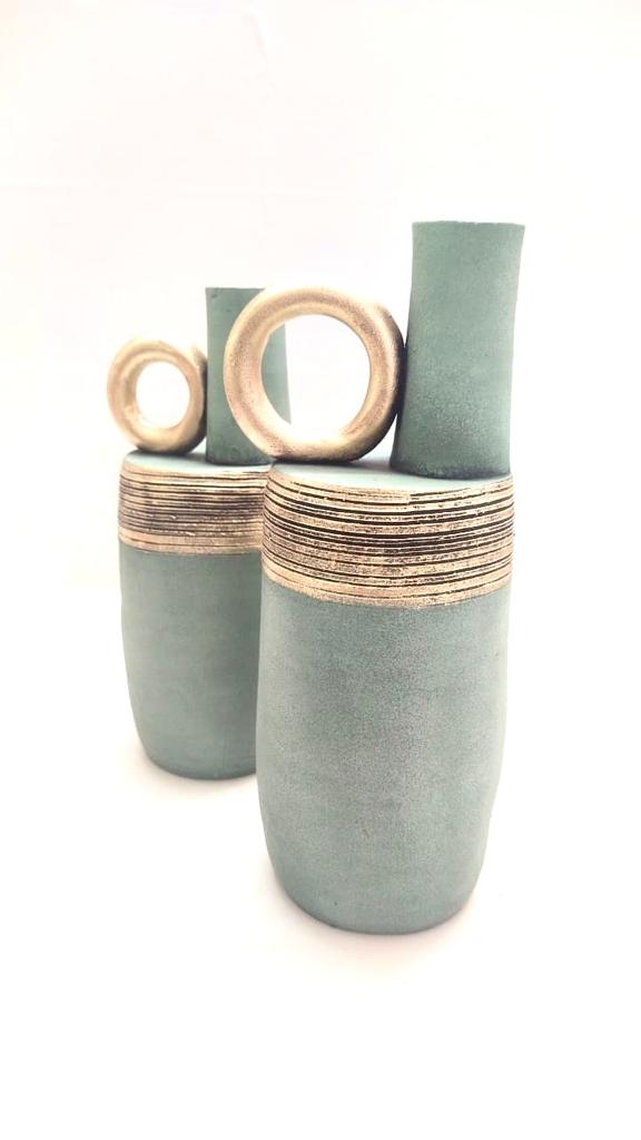 Pottery Studio Excellent Terracotta Handmade Pots Set Of 2 Modern Look Tamrapatra