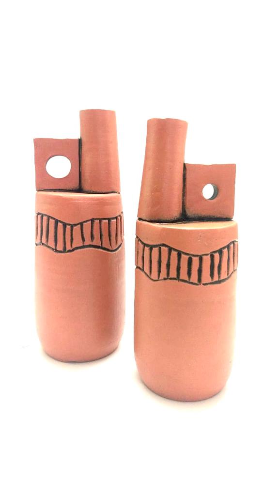 Pottery Studio Excellent Terracotta Handmade Pots Set Of 2 Modern Look Tamrapatra