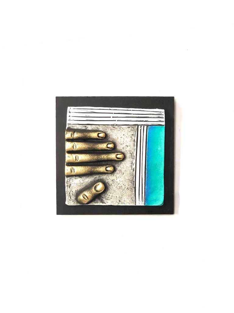 Fingers Handcrafted Terracotta Unique Plates On MDF Wall Hanging By Tamrapatra