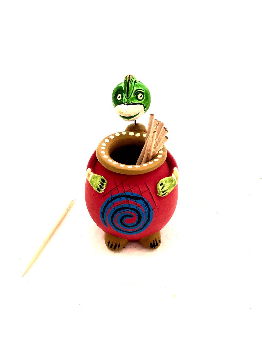 Creative Animal Style Hand Painted Terracotta Toothpick Holder Tamrapatra