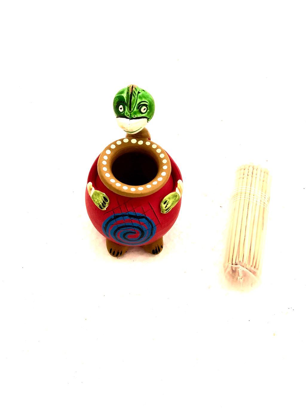 Creative Animal Style Hand Painted Terracotta Toothpick Holder Tamrapatra