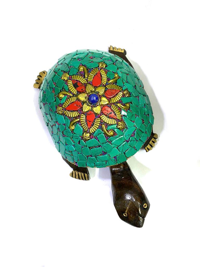 Wooden Tortoise In New Designs With Gemstones Handcrafted By Tamrapatra