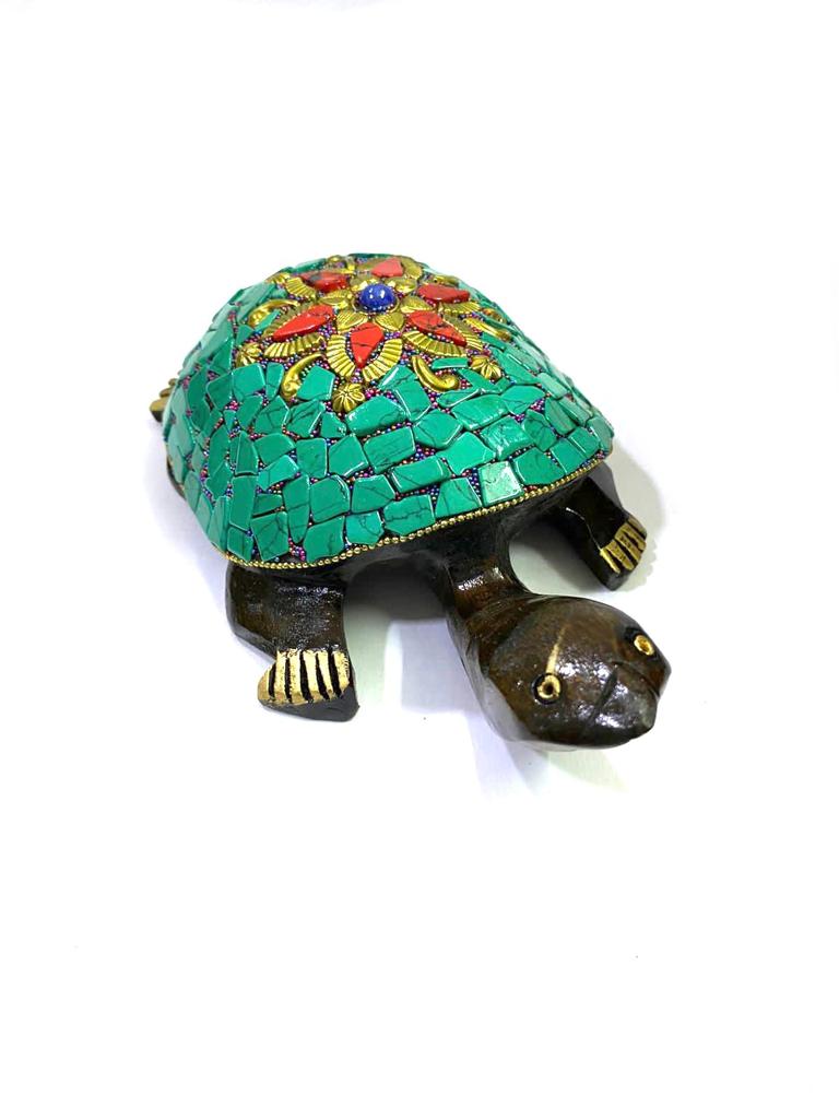 Wooden Tortoise In New Designs With Gemstones Handcrafted By Tamrapatra