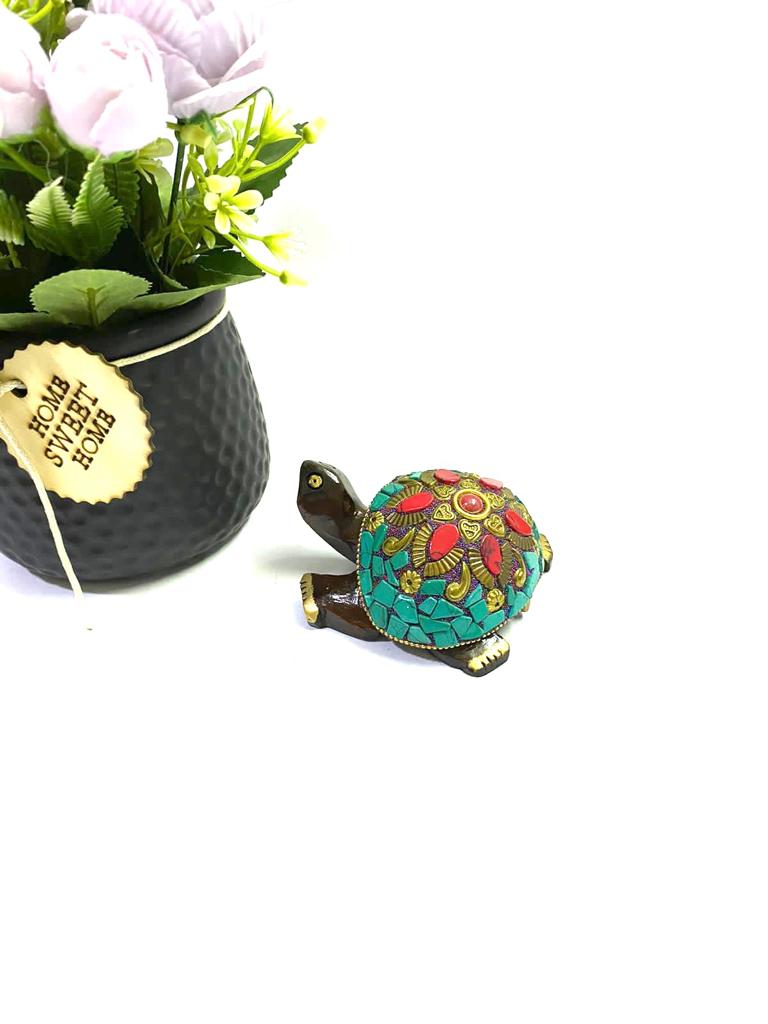 Wooden Tortoise In New Designs With Gemstones Handcrafted By Tamrapatra