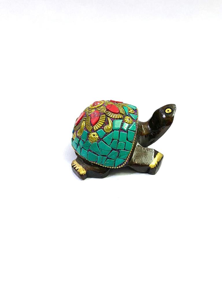 Wooden Tortoise In New Designs With Gemstones Handcrafted By Tamrapatra