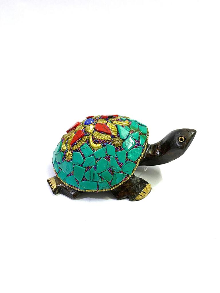 Wooden Tortoise In New Designs With Gemstones Handcrafted By Tamrapatra