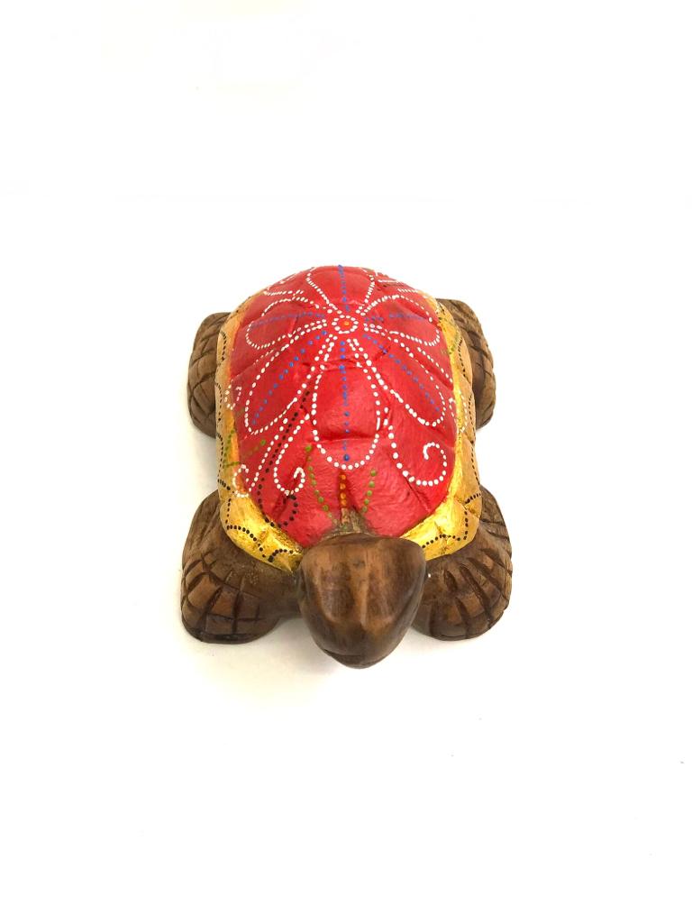 Big Wooden Tortoise With Detailed Carving With Hand Painting By Tamrapatra