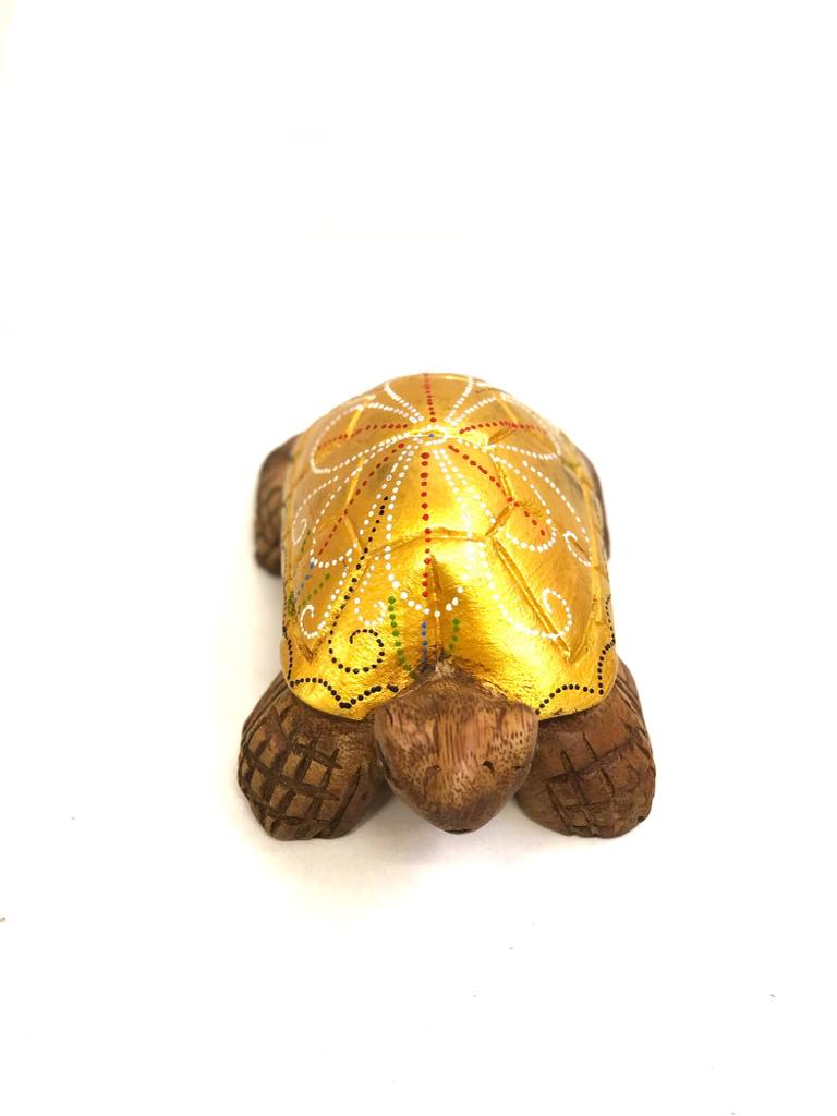 Big Wooden Tortoise With Detailed Carving With Hand Painting By Tamrapatra