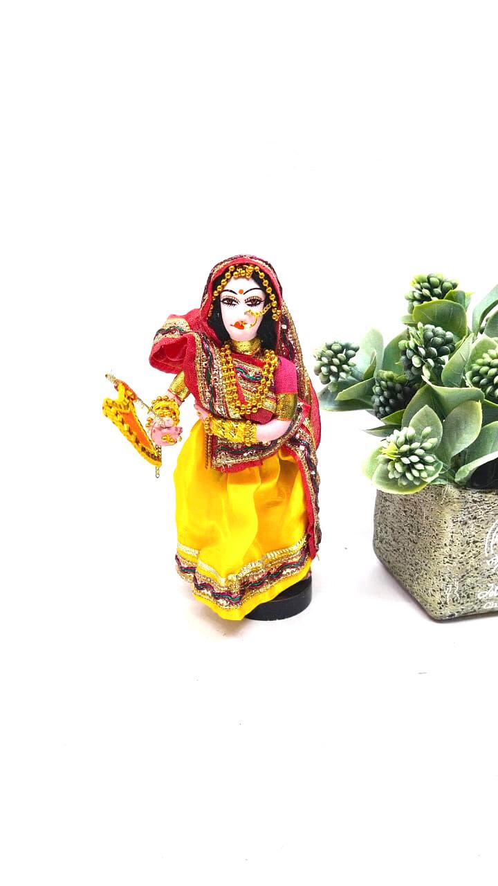 Traditional Lady Dolls Holding Fan Handcrafted In India Detailed Art Tamrapatra