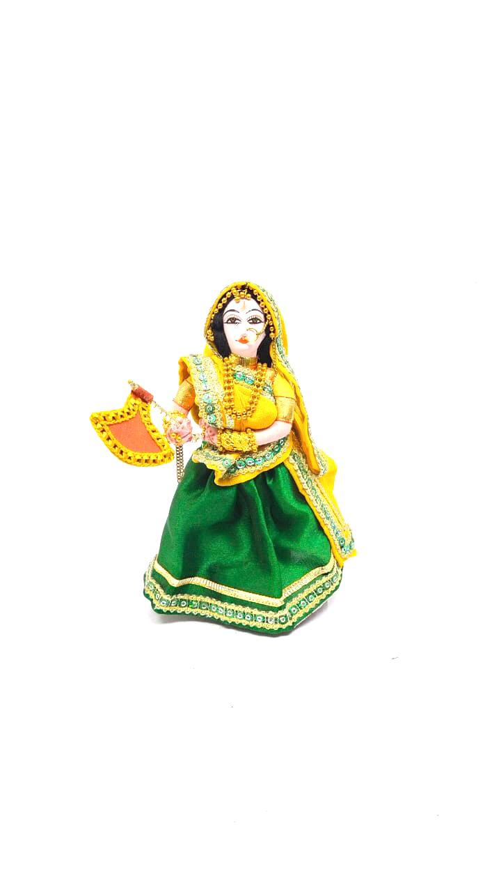 Traditional Lady Dolls Holding Fan Handcrafted In India Detailed Art Tamrapatra