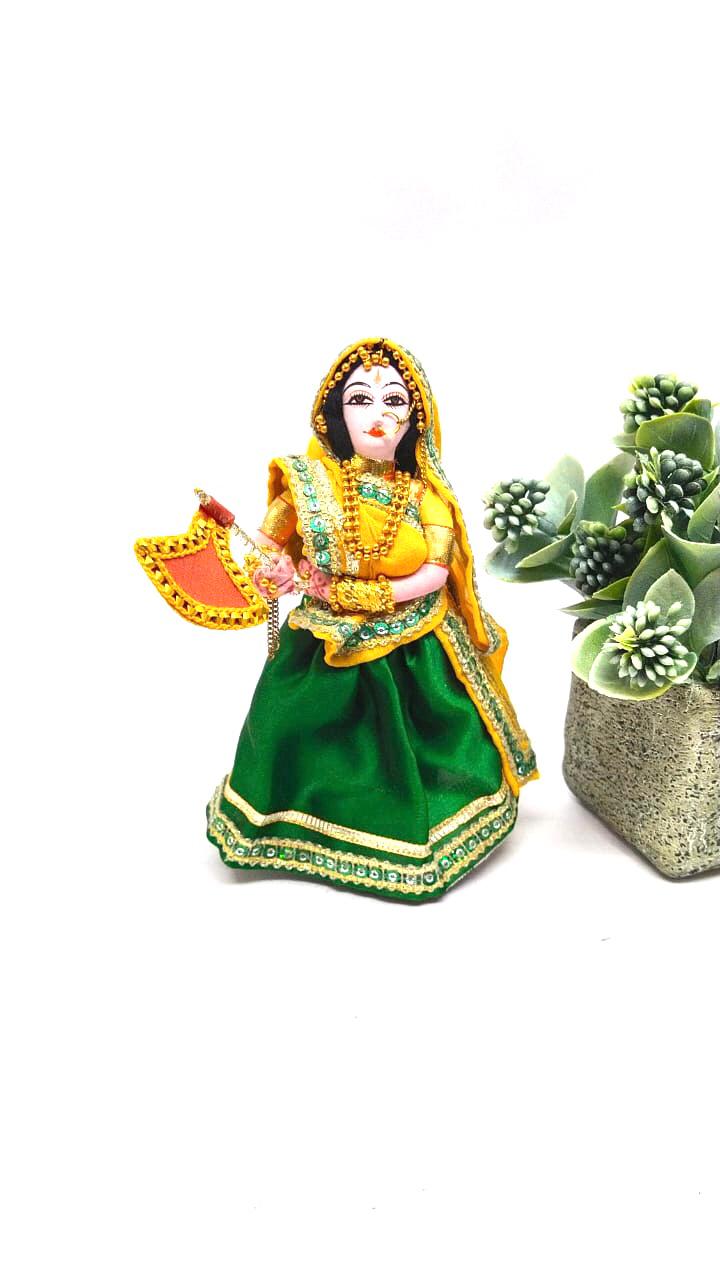 Traditional Lady Dolls Holding Fan Handcrafted In India Detailed Art Tamrapatra