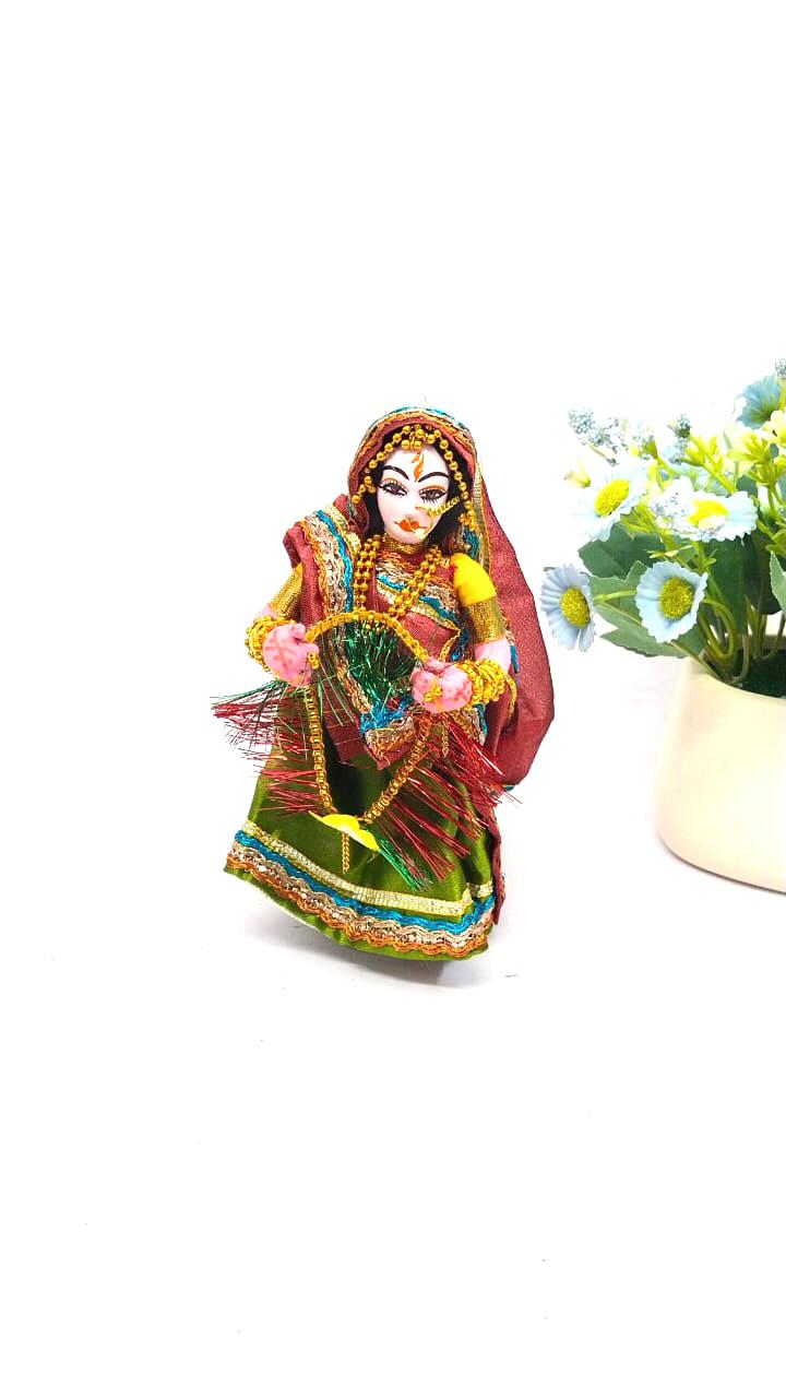 Traditional Dolls Holding Garland Handcrafted Exclusive Stickwork By Tamrapatra