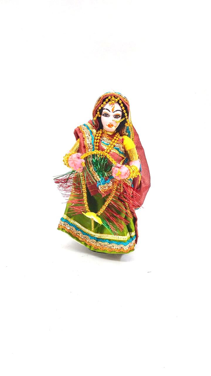 Traditional Dolls Holding Garland Handcrafted Exclusive Stickwork By Tamrapatra