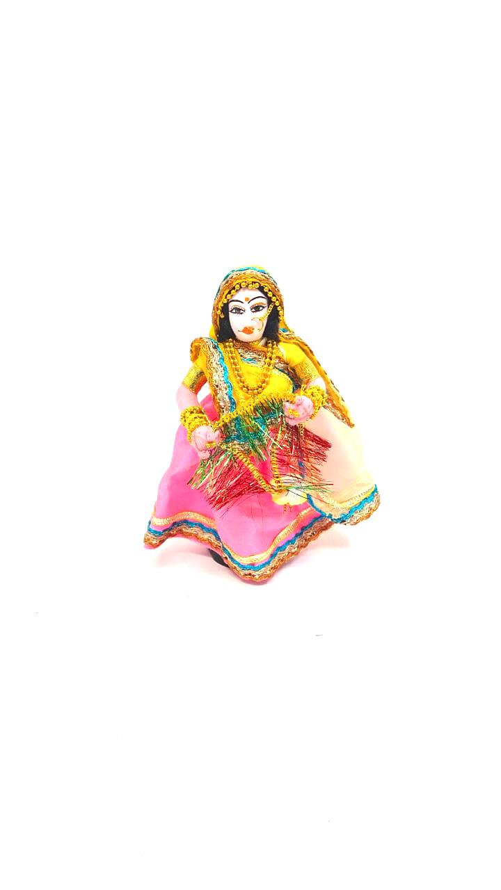 Traditional Dolls Holding Garland Handcrafted Exclusive Stickwork By Tamrapatra