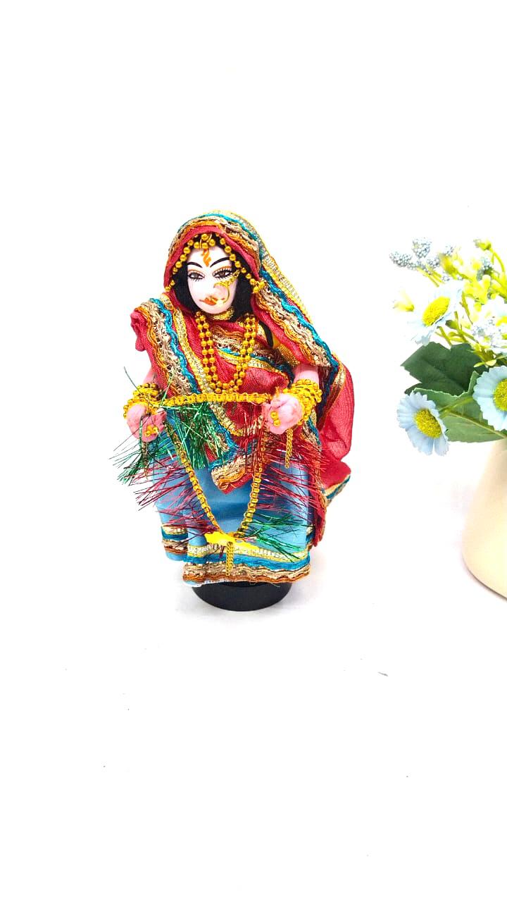 Traditional Dolls Holding Garland Handcrafted Exclusive Stickwork By Tamrapatra