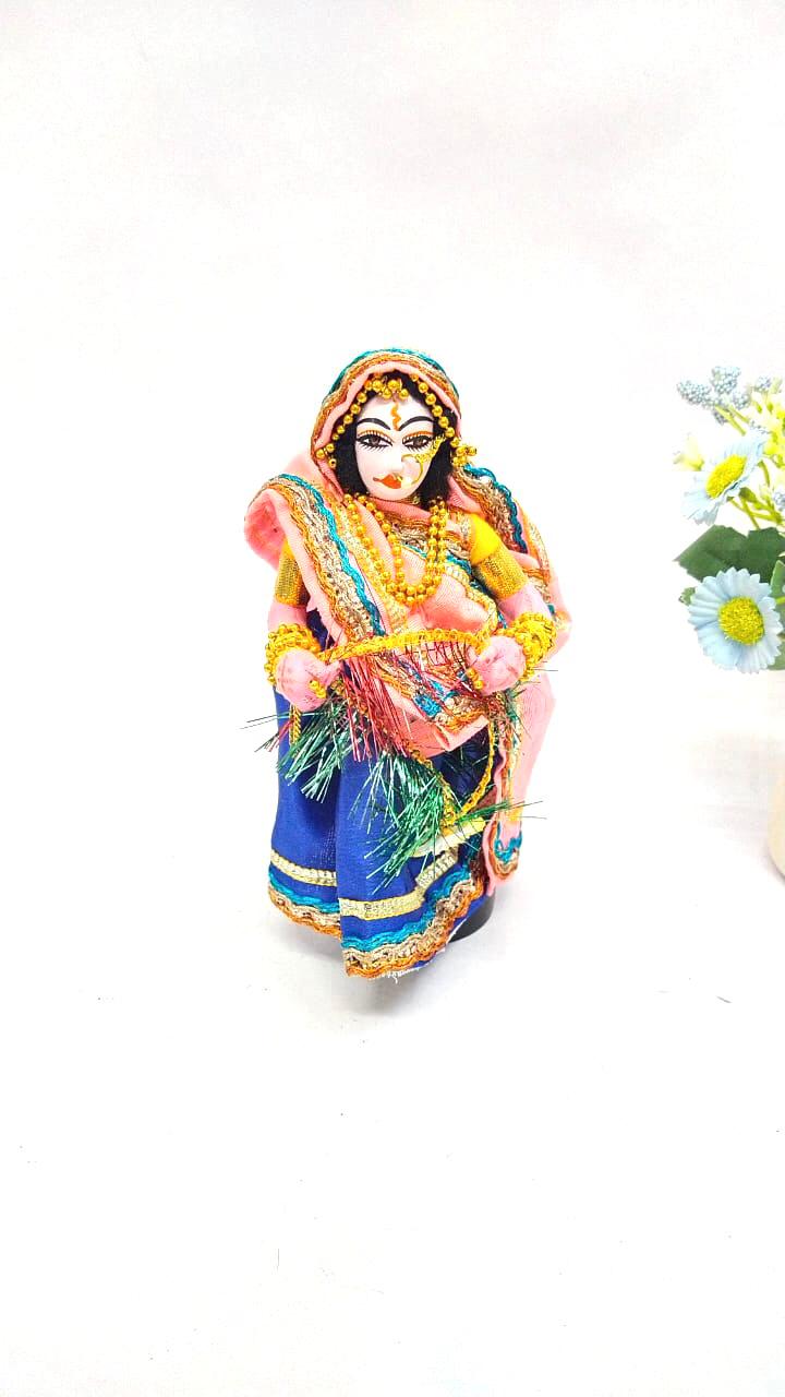 Traditional Dolls Holding Garland Handcrafted Exclusive Stickwork By Tamrapatra