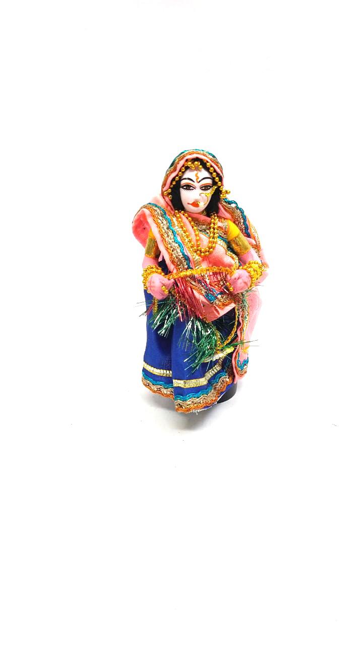 Traditional Dolls Holding Garland Handcrafted Exclusive Stickwork By Tamrapatra
