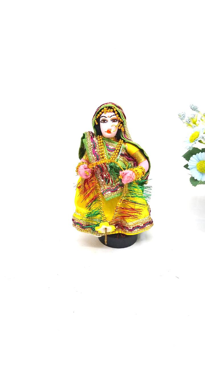 Traditional Dolls Holding Garland Handcrafted Exclusive Stickwork By Tamrapatra