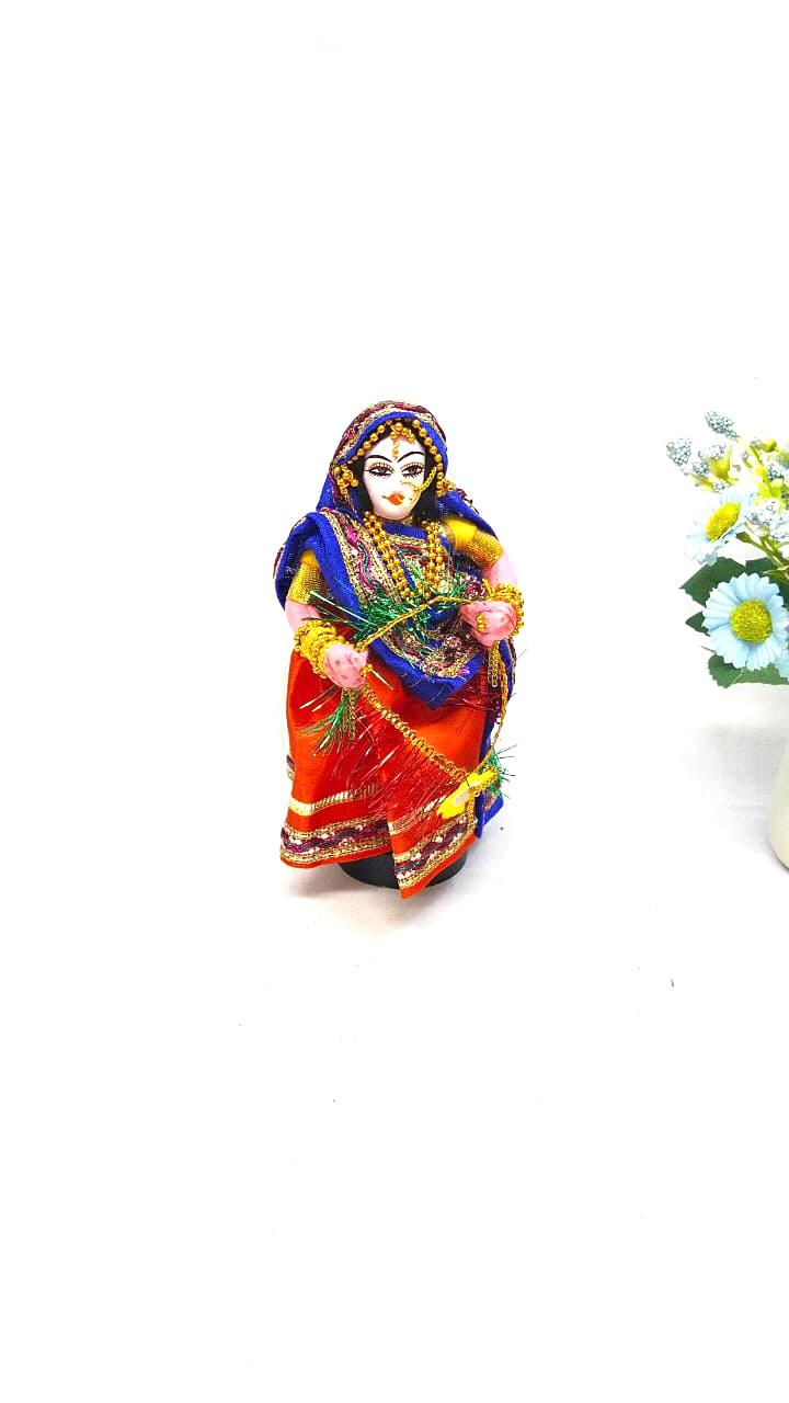 Traditional Dolls Holding Garland Handcrafted Exclusive Stickwork By Tamrapatra