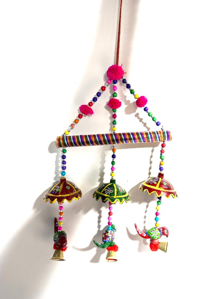 Beautiful 7 Bells On Hanging Wood Multicolor Attractive Danglers Tamrapatra