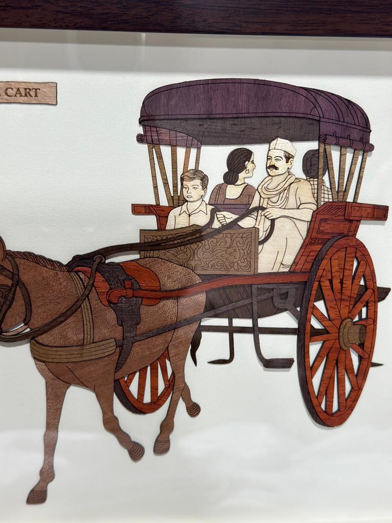 Horse Cart Wooden 3D Artwork Indian Lifestyle Depiction Souvenir By Tamrapatra