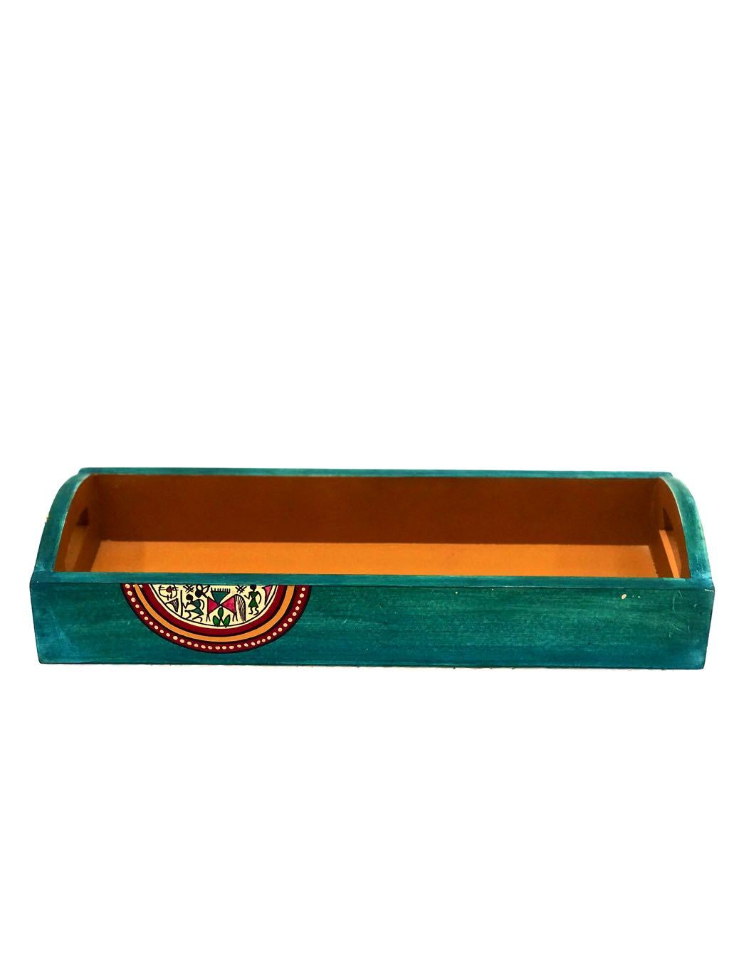 Wooden Long HandPainted Trays Multipurpose Traditional By Tamrapatra - Tanariri Hastakala