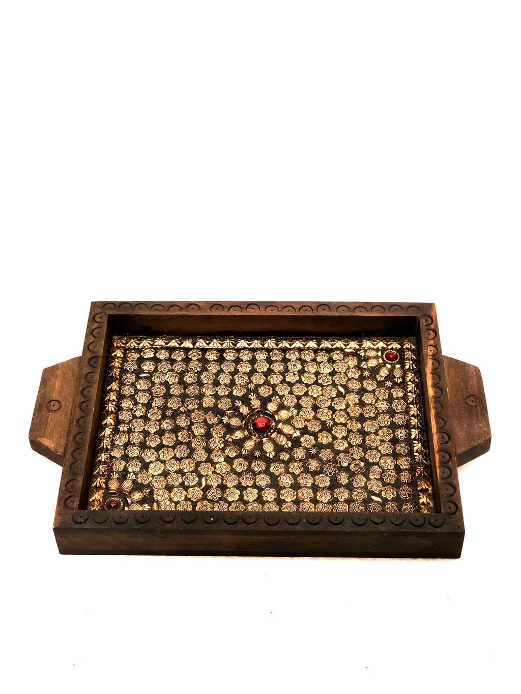 Artistic Metal Bead Work Trays Handcrafted Gifting & Utility Tamrapatra - Tamrapatra