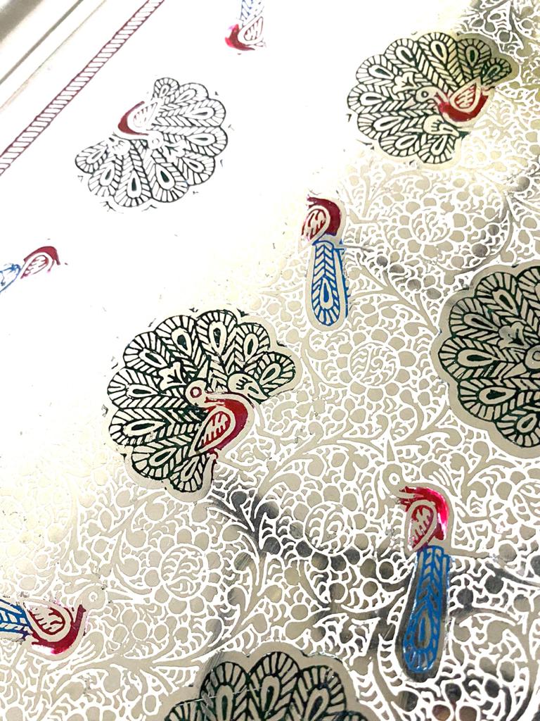 Tea Set In Luxurious Brass Inlay Artwork With Tray Kettle & Cups By Tamrapatra