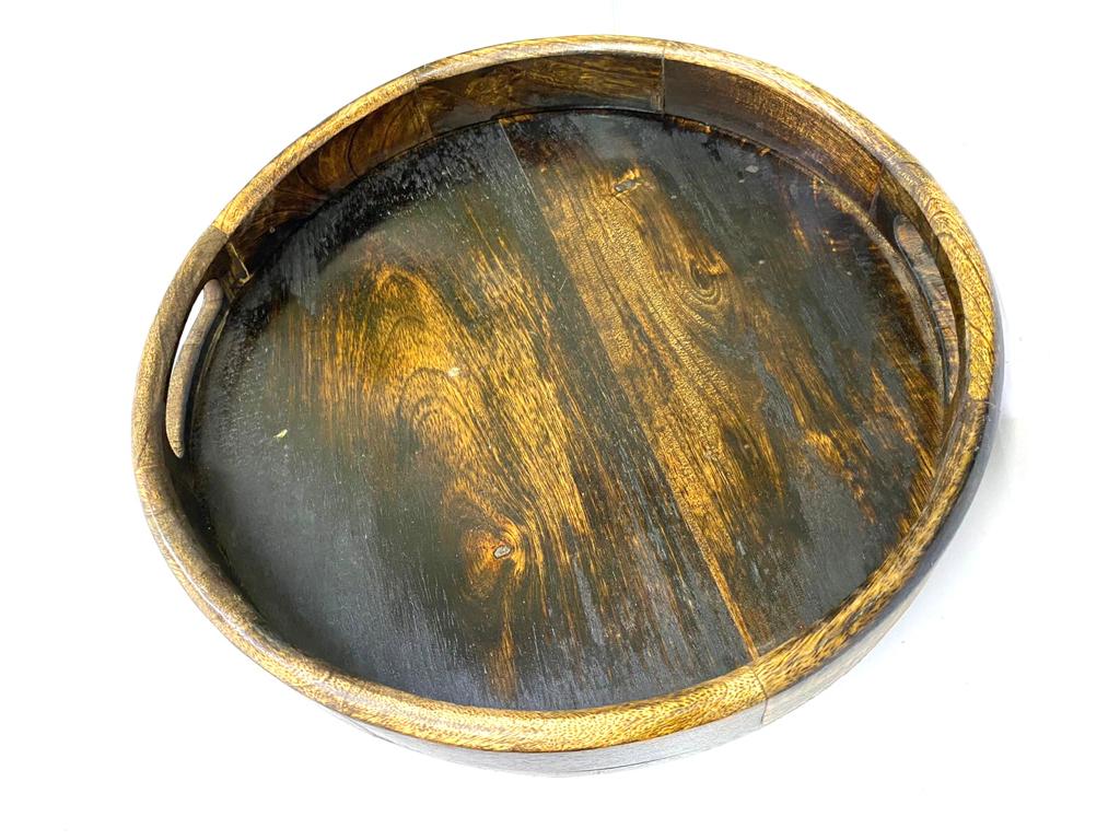 Elegant Simplistic Wooden Trays In Two Designs Easy Carry Handles By Tamrapatra