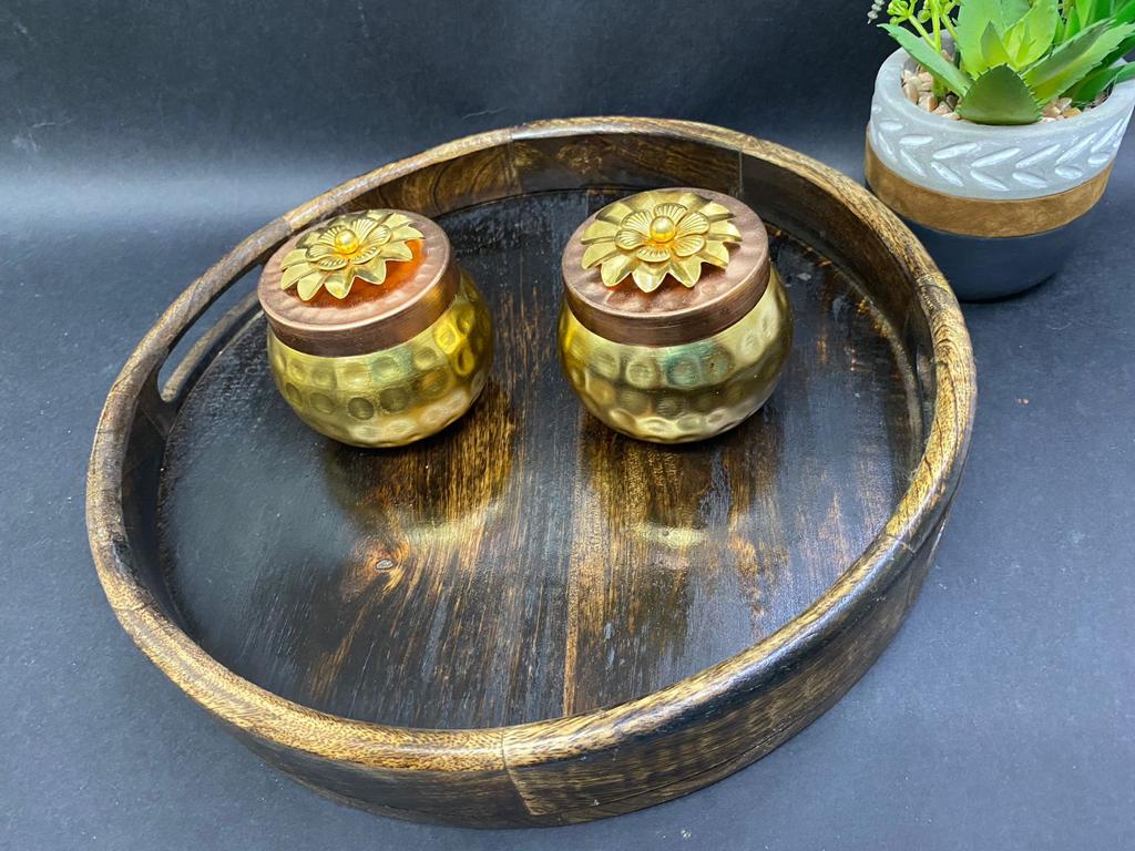 Elegant Simplistic Wooden Trays In Two Designs Easy Carry Handles By Tamrapatra