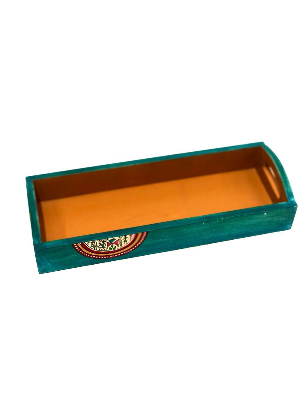 Wooden Long HandPainted Trays Multipurpose Traditional By Tamrapatra - Tanariri Hastakala