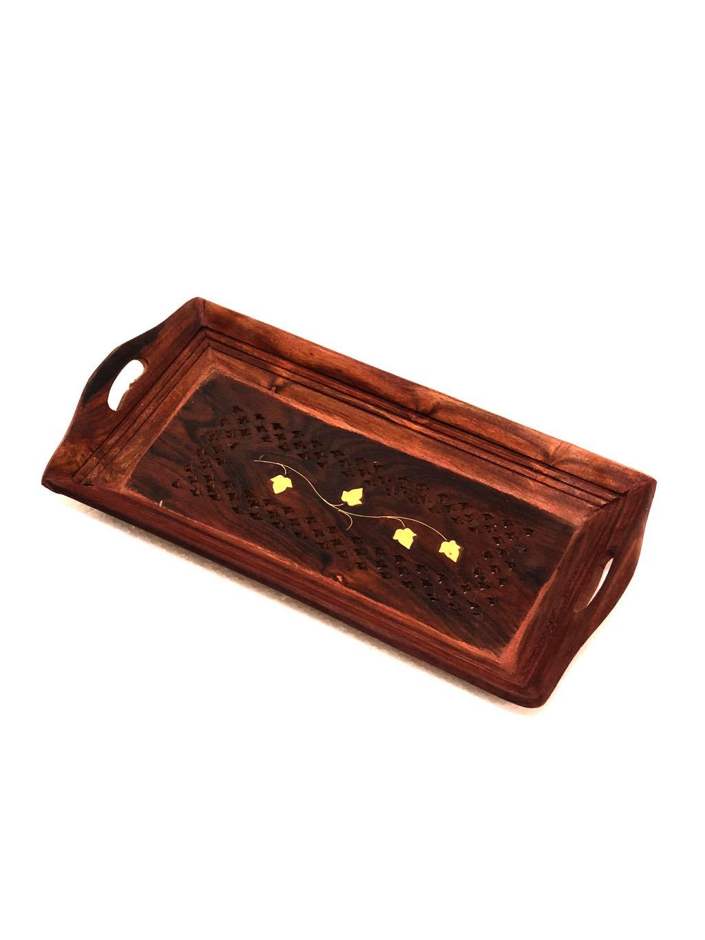 Wooden Carved Trays Simple Designer Utility Handcrafted By Tamrapatra - Tamrapatra