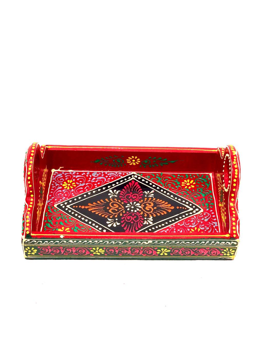 Traditional Trays HandPainted Conework By Indian Artisans Tamrapatra - Tanariri Hastakala