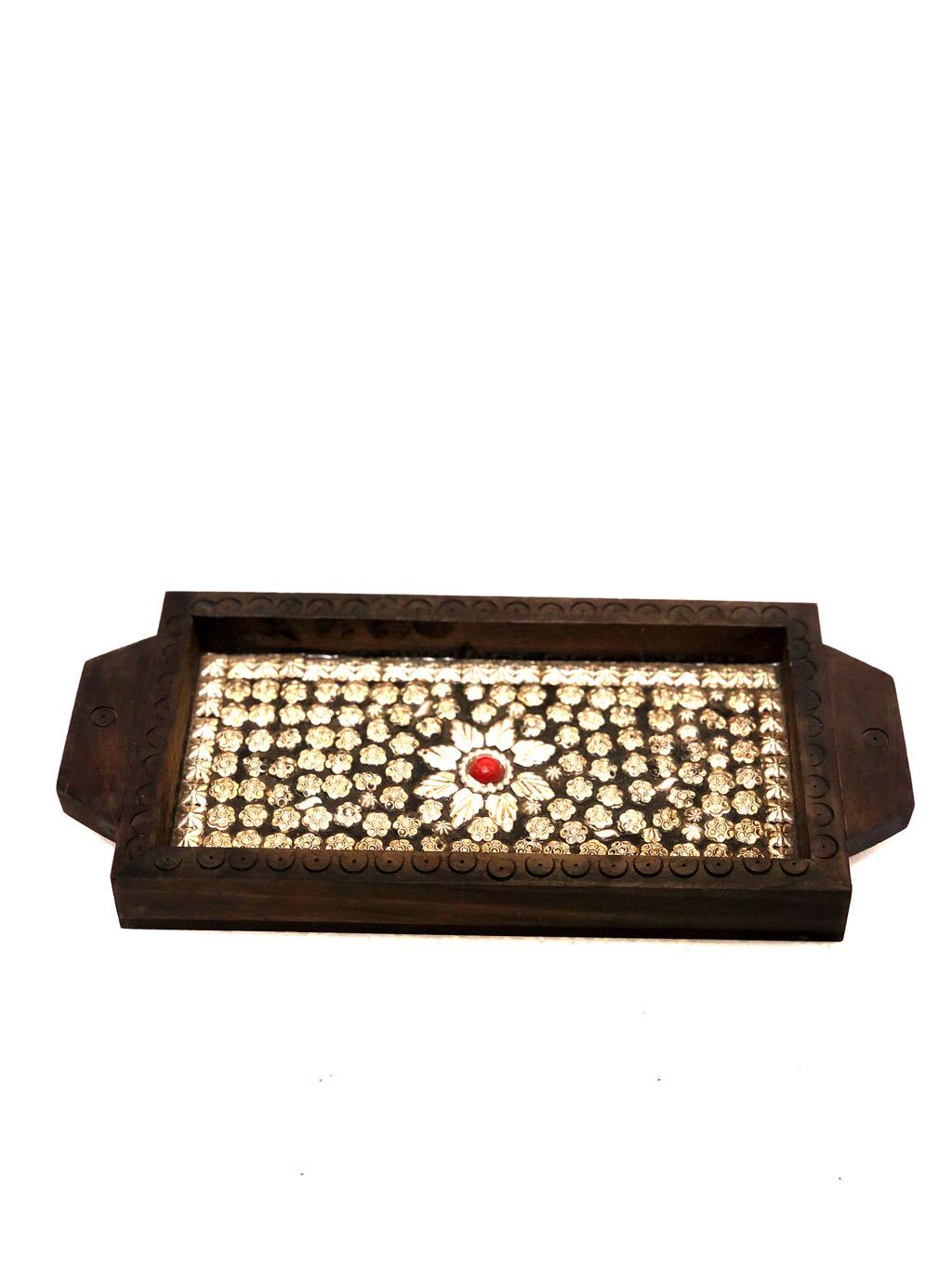 Artistic Metal Bead Work Trays Handcrafted Gifting & Utility Tamrapatra - Tamrapatra