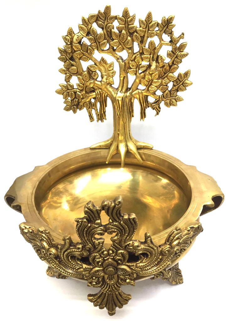 Brass Urli With Tree Lifestyle Excellent Handcrafted Pots Range From Tamrapatra