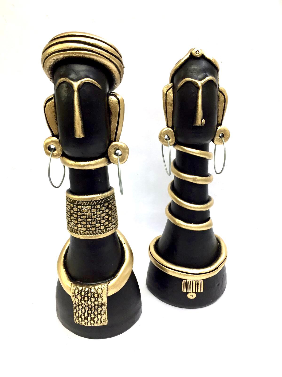 Couple With Exclusive Jewelry Handcrafted Precisely Clay Set Of 2 Tamrapatra - Tamrapatra