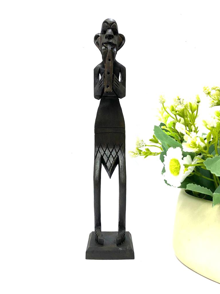 Large Wooden Tribal Man With Unique Carving Designer Tradition By Tamrapatra