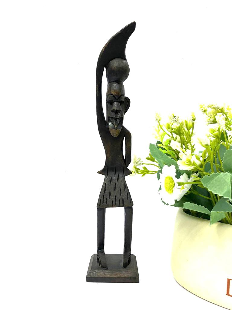 Large Wooden Tribal Man With Unique Carving Designer Tradition By Tamrapatra