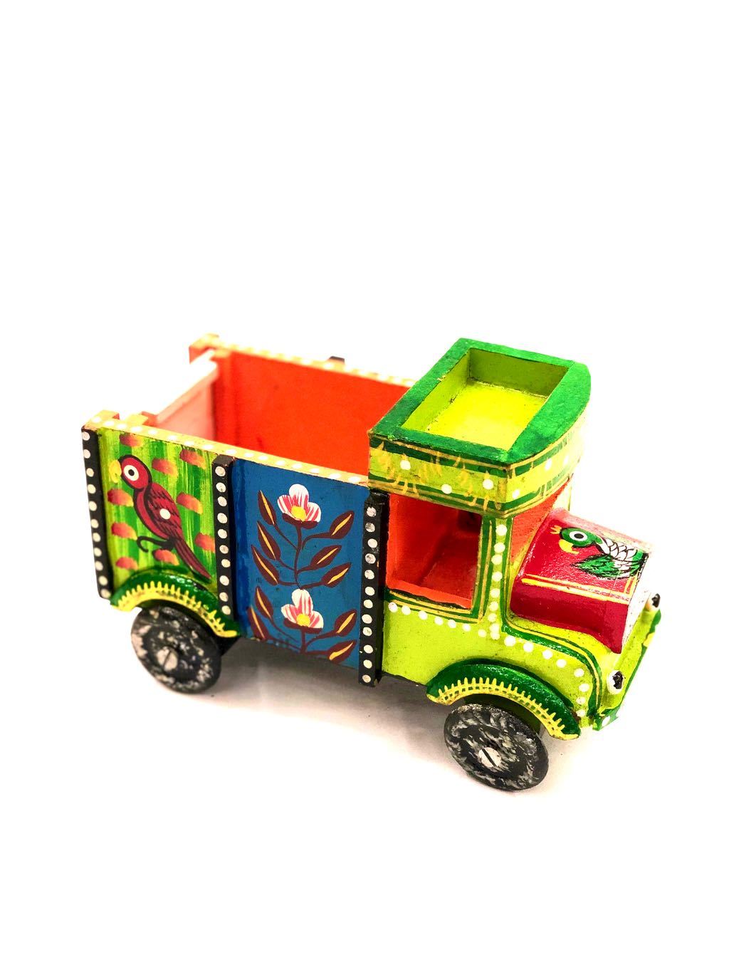 Truck HandPainted Contrast Colors Wooden Showpiece Supplier Tamrapatra - Tanariri Hastakala