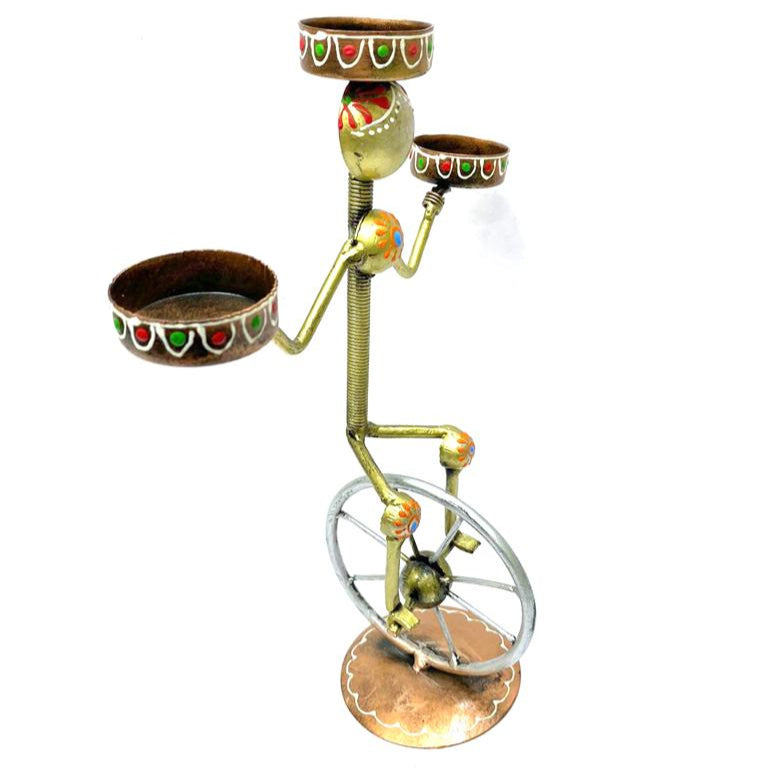 Unicycle Performer Tea Light Holder Light Up Your Beautiful Space Décor Tamrapatra