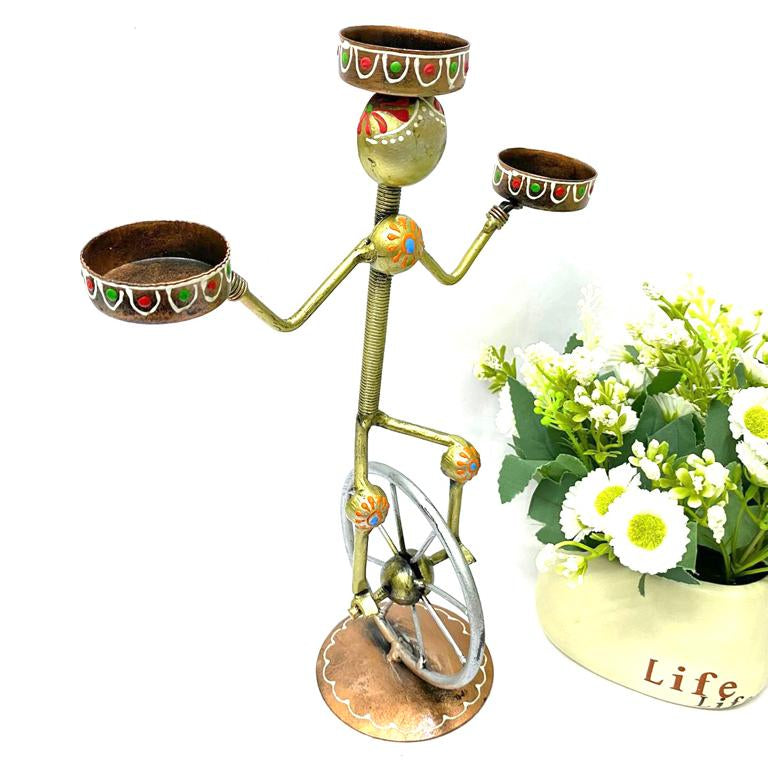 Unicycle Performer Tea Light Holder Light Up Your Beautiful Space Décor Tamrapatra